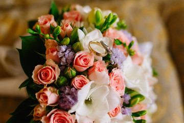 This is closeup of wedding bouquet