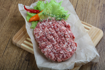 Raw burger cutlet