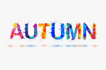 Autumn. Rainbow splash paint word