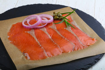 Sliced salmon