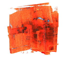 photo orange grunge brush strokes oil paint isolated on white background