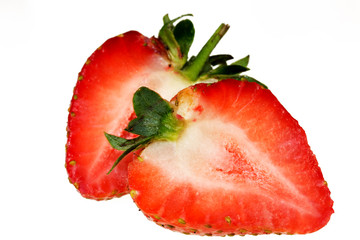 Half of strawberry isolated on white background