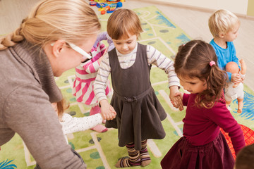 Group of little children dancing 