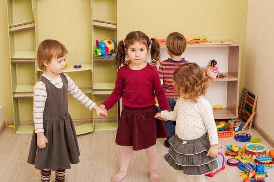 Group of little children dancing 