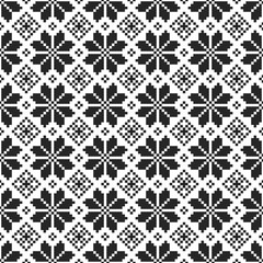 Slavic Folk Seamless Pattern. Repetitive Black and White Embroidery Texture. Vector Ethnic Ornament Background. Ready Pattern Swatche Included in File