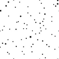 Vector Monochrome Seamless Pattern. Modern Texture. Repeating Abstract Background with Small Geometric Stars. Graphic Irregular Ornament. Ready Pattern Swatche Included in File - 114090568