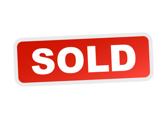 SOLD red stamp. Flat vector icon