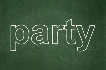Holiday concept: Party on chalkboard background
