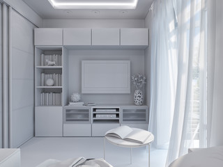 3d rendering living room interior design.