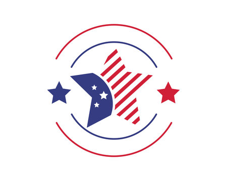 Modern American Independence Day Logo -  Star Medal Award Badge
