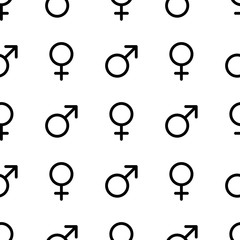Seamless monochrome gender symbols pattern