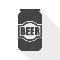 Vector beer can icon with long shadow