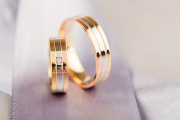 Closeup golden wedding rings