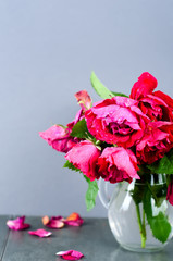 red roses on a Board