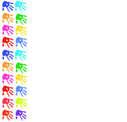 Collection of colorful hand prints, isolated on white background