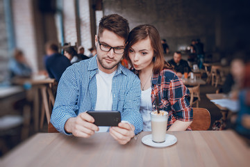 loving couple in a cafe