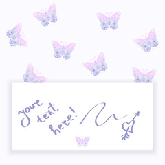 Colorful background with butterfly. Frame with butterfly for car