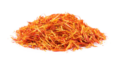 Dried saffron isolated on white