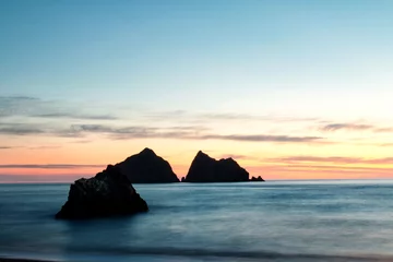 Papier Peint Lavable Côte Sunset in Holywell bay near Newquay in Cornwall