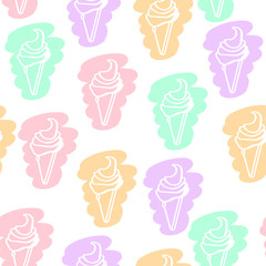 Seamless vector pattern with colorful ice cream. For cards, invi