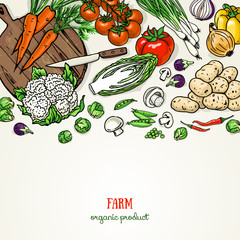 Farm organic sketchy vegetables background
