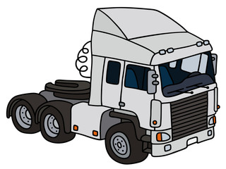 White towing truck / Hand drawing, vector illustration