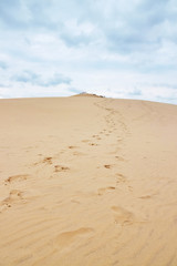 Footsteps leading to the top of Dune of Pilat in France