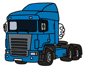 Blue towing truck / Hand drawing, vector illustration