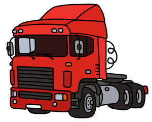 Red towing truck / Hand drawing, vector illustration