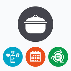 Cooking pan sign icon. Boil or stew food symbol.