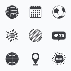 Sport balls. Volleyball, Basketball, Soccer.