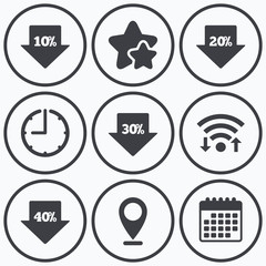 Sale arrow tag icons. Discount symbols.