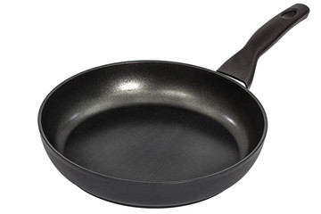 Frying pan with handle, isolated on white background