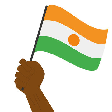 recommend clip art: Hand holding and raising the national flag of Niger