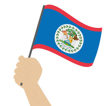 recommend clip art: Hand holding and raising the national flag of Belize