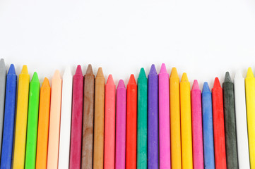 crayons on white background