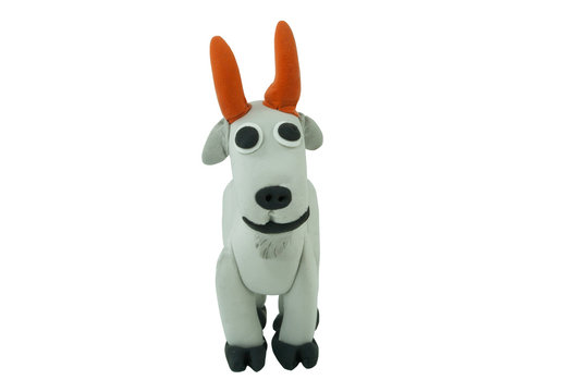 gray goat made from plasticine In concept wild life