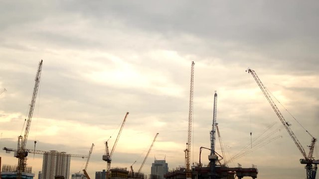 4K : Day to night , construction Site time lapse