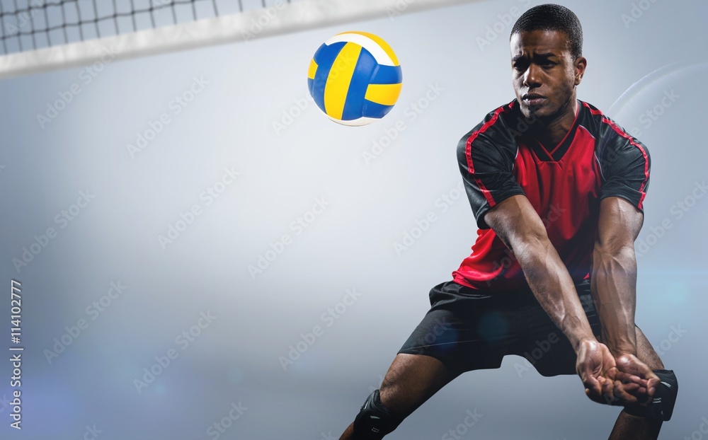 Canvas Prints Composite image of sportsman playing volleyball