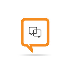 square orange speech bubble graphic icon illustration