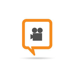 square orange speech bubble with camera illustration