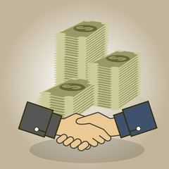 Handshake and Money Successful business concept - Illustration