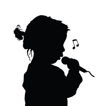 child singing silhouette illustration
