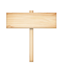 Wooden sign isolated on white background