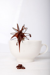 Molten chocolate on a whisk