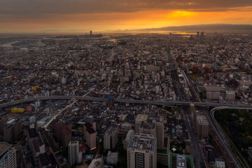 Fototapeta na wymiar Osaka city from Abeno Harukas