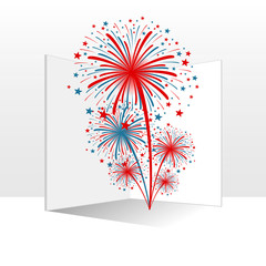 card with american colors fireworks
