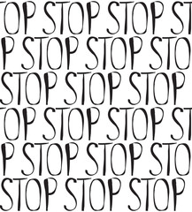 Seamless pattern with repeated word stop