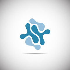 Blue logo on white background with shadow