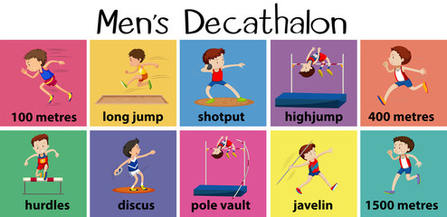 Different types of men's decathalon